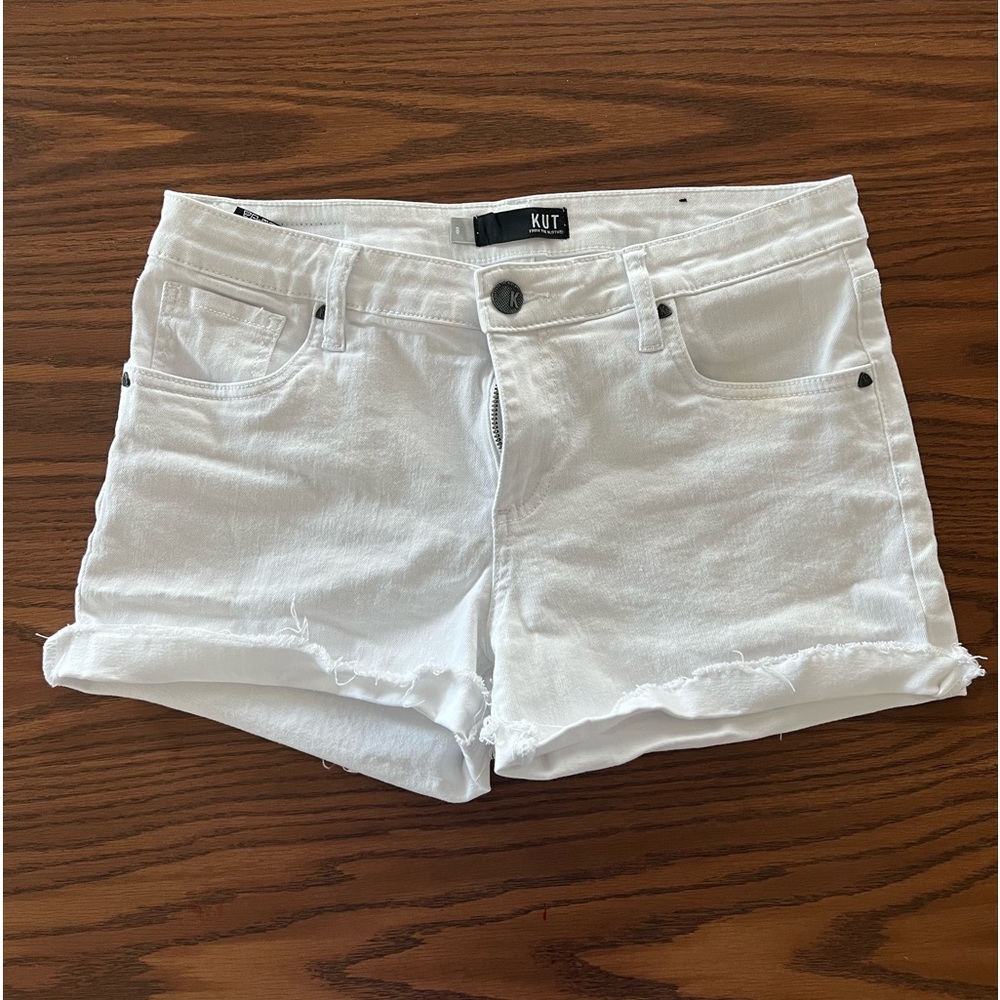 Kut from the Kloth white denim shorts